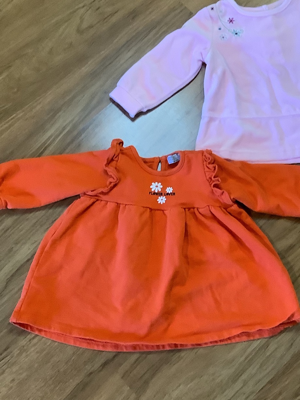 Lot of 3: Badgley Mischka Onesie Dress~Hello Baby UK & Carters LS TOPS SZ 12-18